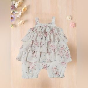 Edgehill Collection NB Floral Ruffle Bubble Romper